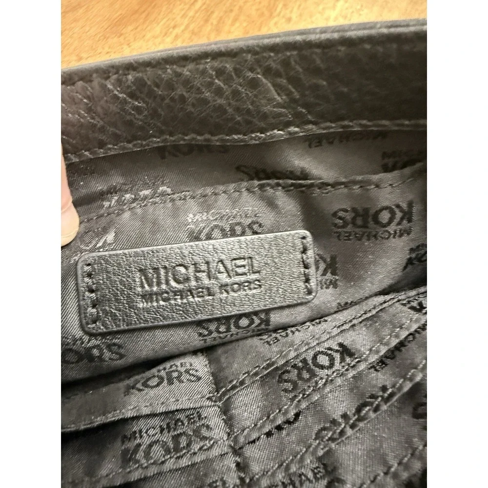 Michael Kors Fulton Flap Black Leather Shoulder Bag Pebbled Gold Chain Strap